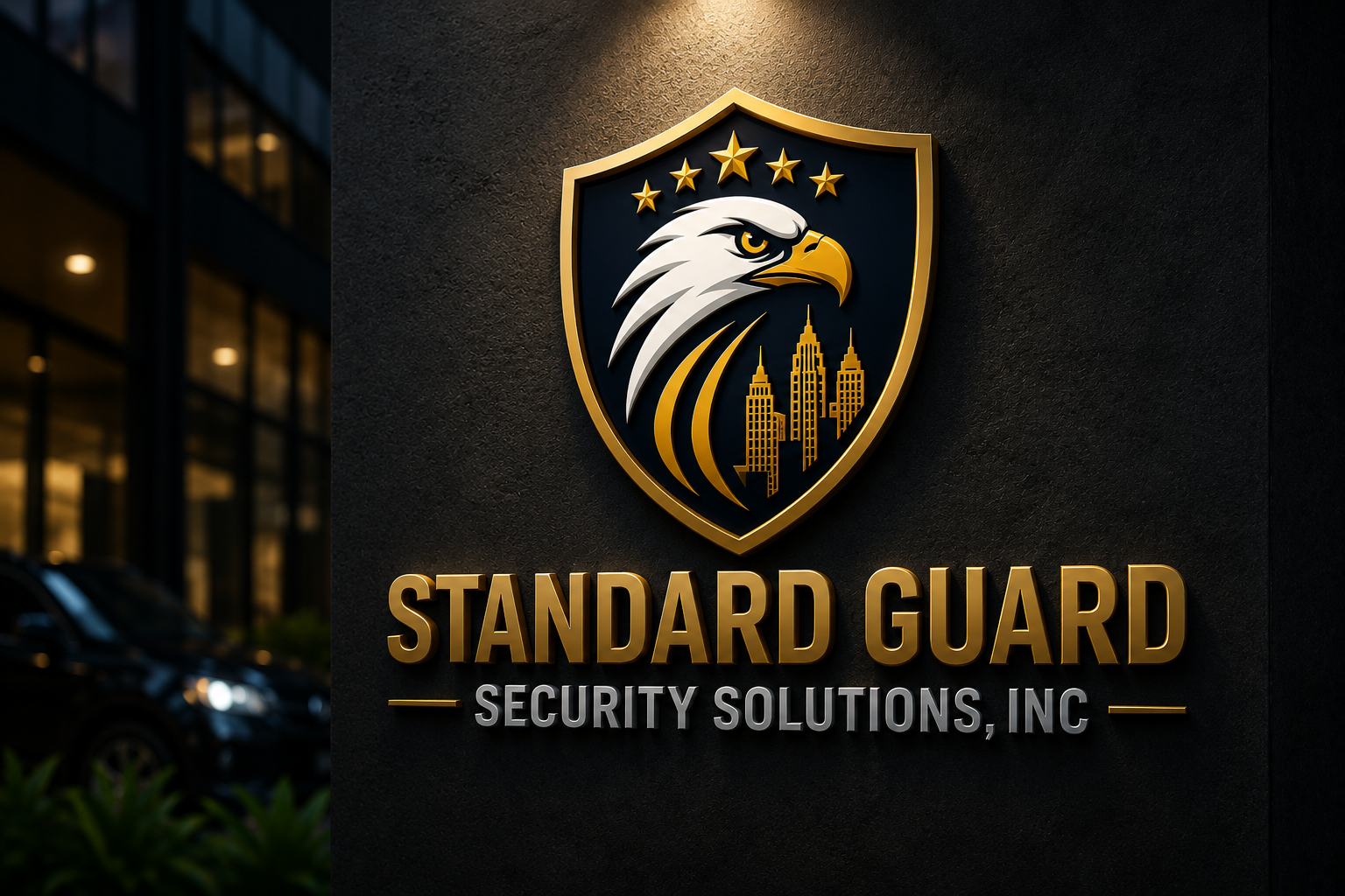 Professional security officer on duty