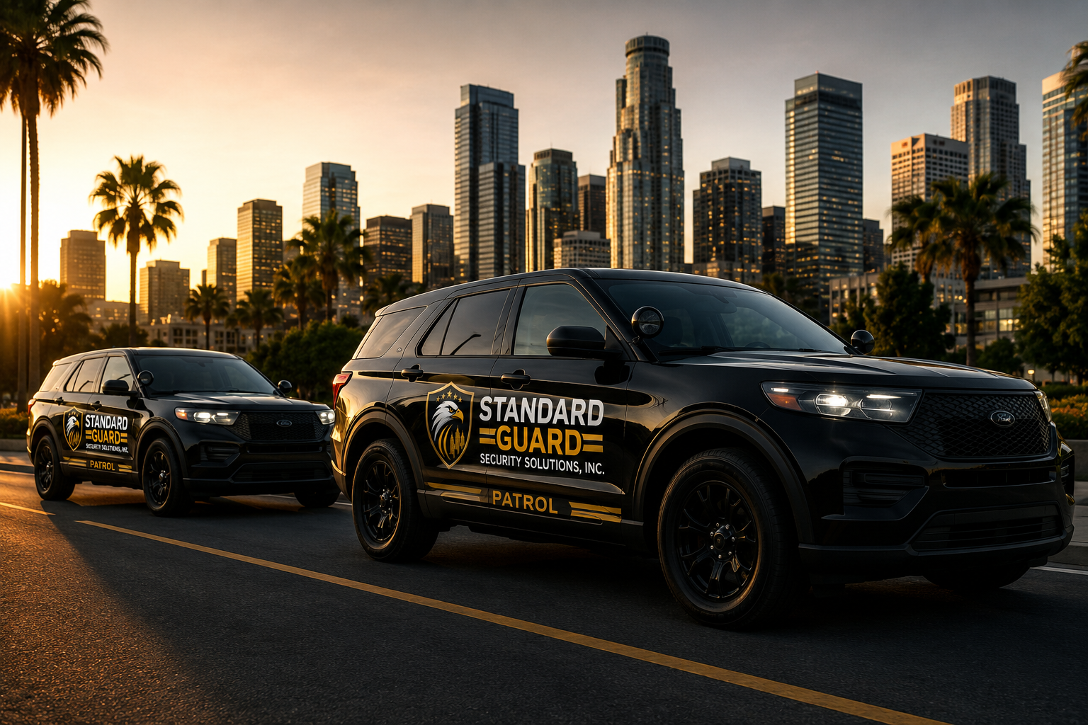 Standard Guard Security Solutions marked patrol vehicles